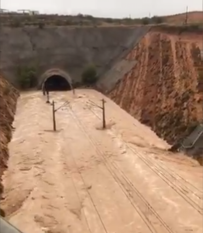 Trainline flooded during the Murcia Gota Fria 2019