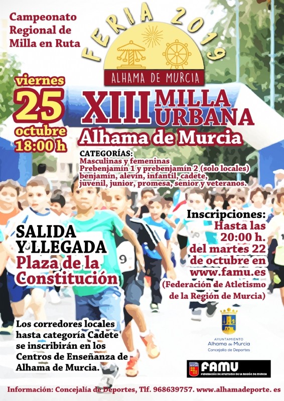 <span style='color:#780948'>ARCHIVED</span> - Friday 25th October 2019 XIII Milla Urbana Running Race in Alhama de Murcia