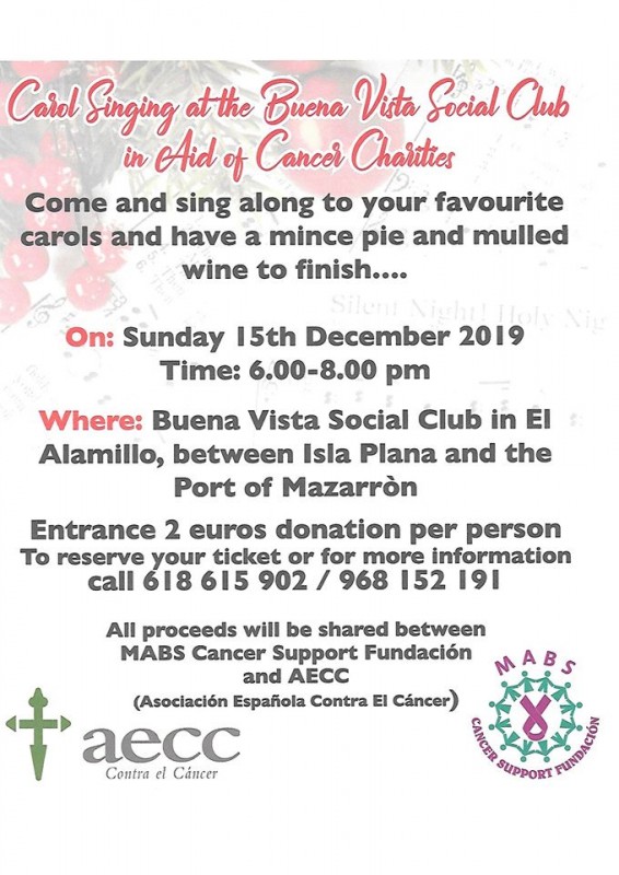 <span style='color:#780948'>ARCHIVED</span> - Sunday 15th December Carol singing for cancer in the Puerto de Mazarrón