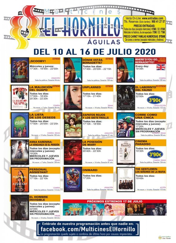<span style='color:#780948'>ARCHIVED</span> - English language cinema in Águilas 10th to 16th July