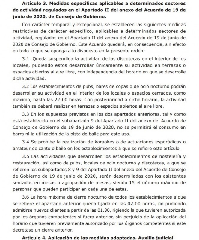 <span style='color:#780948'>ARCHIVED</span> - New rules for Murcia Region; no karaoke, no dancing and no drinking inside after 10:00