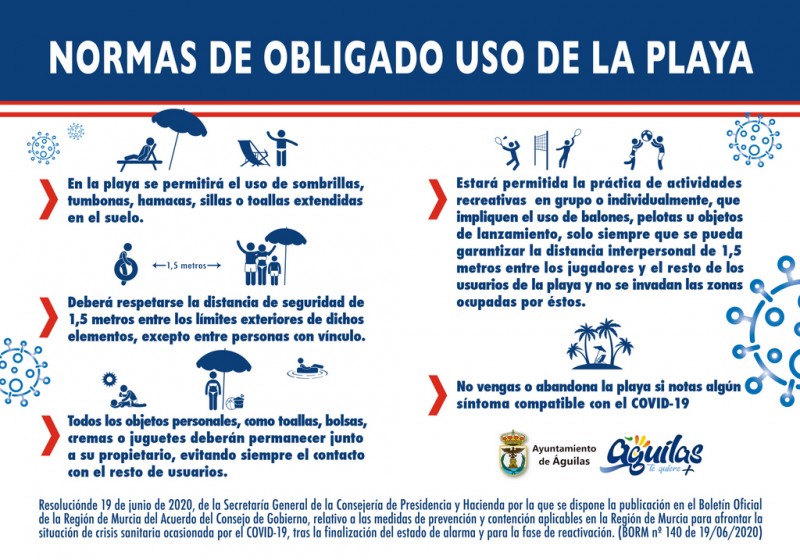 <span style='color:#780948'>ARCHIVED</span> - Rules for beach use in Águilas during the Covid Pandemic