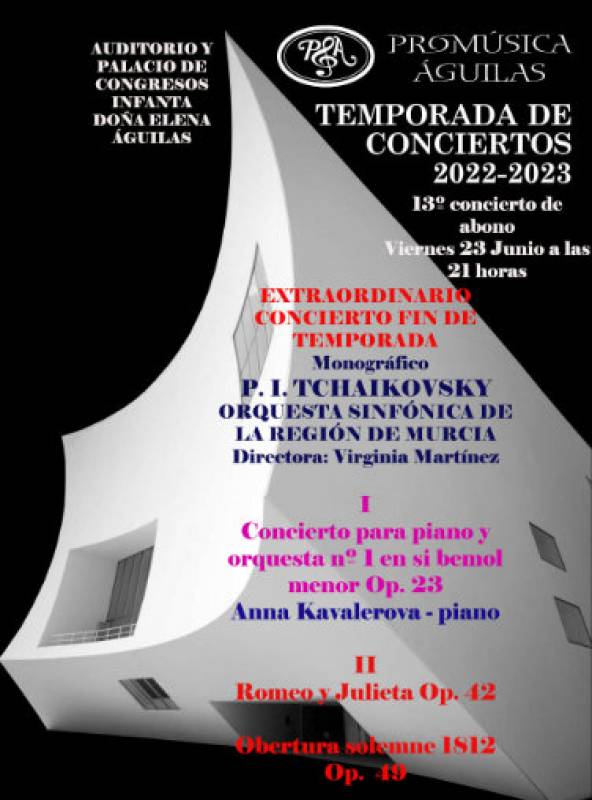 June 23 End-of-season Promusica concert at the seafront auditorium in Aguilas