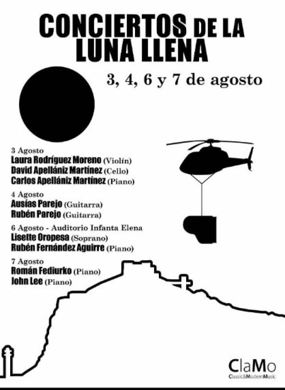 August 3 to 7 Full moon classical music concerts in Aguilas