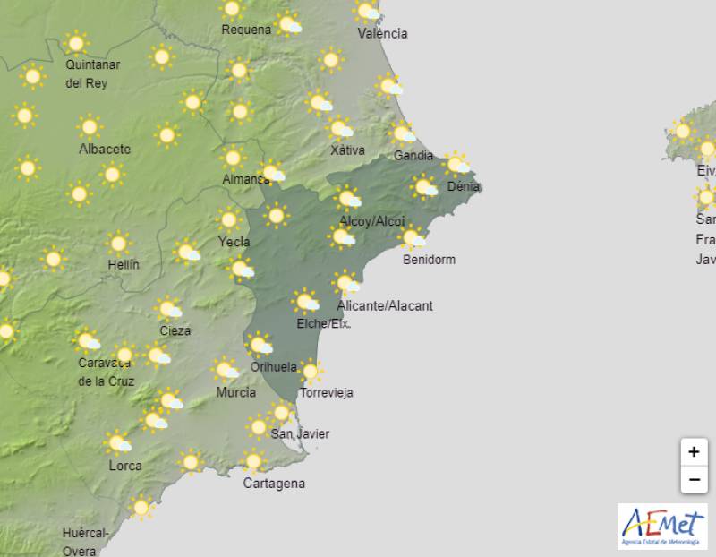 Cool and mostly dry weekend ahead: Alicante weather forecast September 21-24