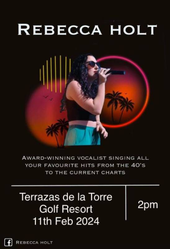 February 11 Rebecca Holt sings in Saurines Square, Las Terrazas de la Torre golf resort