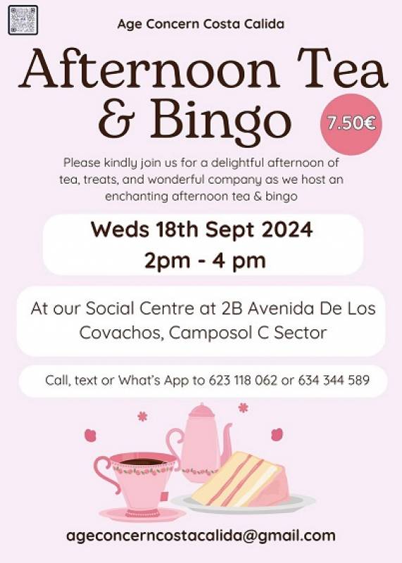 September 18 Age Concern Afternoon Tea and Bingo