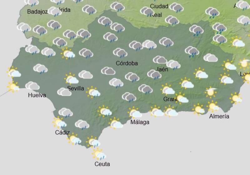 Andalusia weekly weather forecast November 18-24: Weak, scattered showers and mild temperatures