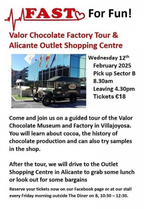 February 12 FAST Valor Chocolate Factory Tour and Alicante Outlet Shopping Centre