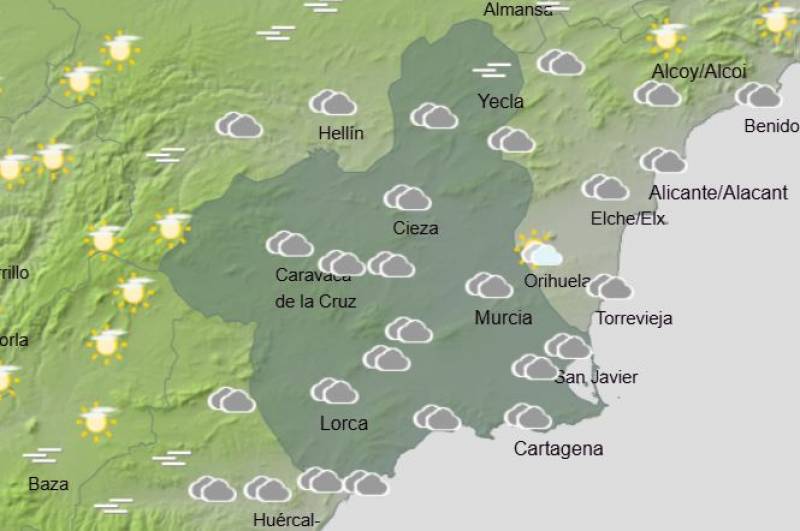 This is when the rain hits Murcia this week: Weather forecast February 10-16