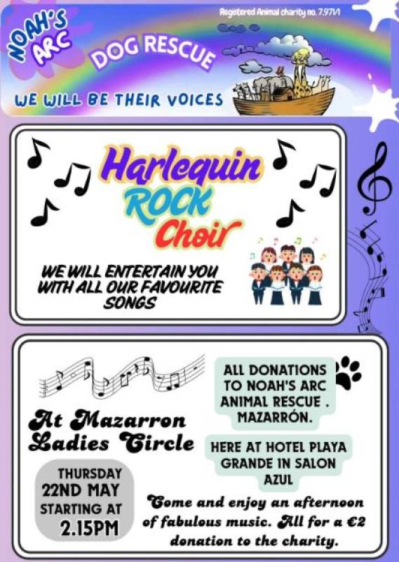 May 22 Harlequin Rock Choir at Playa Grande, Mazarrón in aid of Noah's ARC