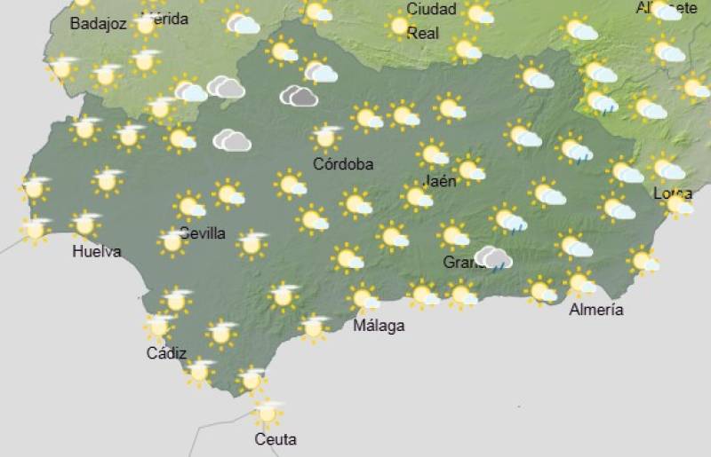 Andalucía weekend weather forecast May 15–18: Sunshine dominates, with a few showers in the east