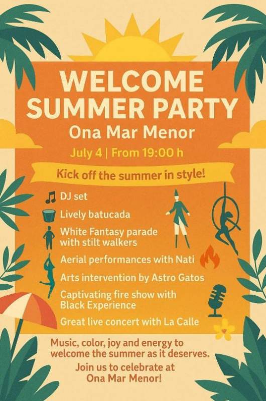 July 4 Welcome Summer Party at Mar Menor Golf Resort hotel