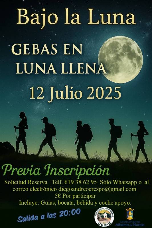 July 12 Moonlight hike in the Sierra Espuña village of Gebas
