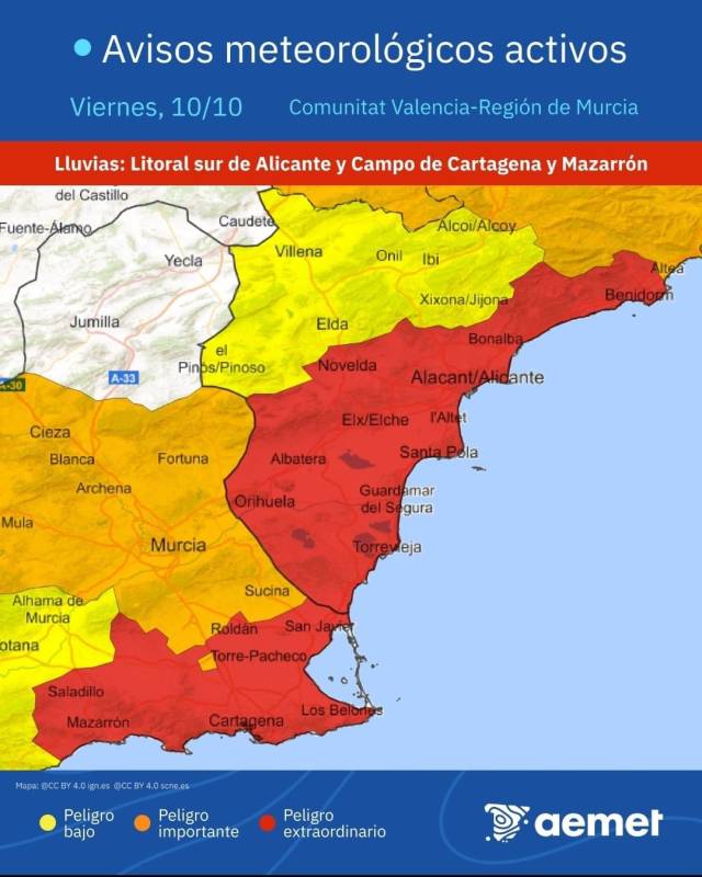 Beware! Weather warnings upgraded to red alert for Friday: Alicante weekend weather forecast October 9-12