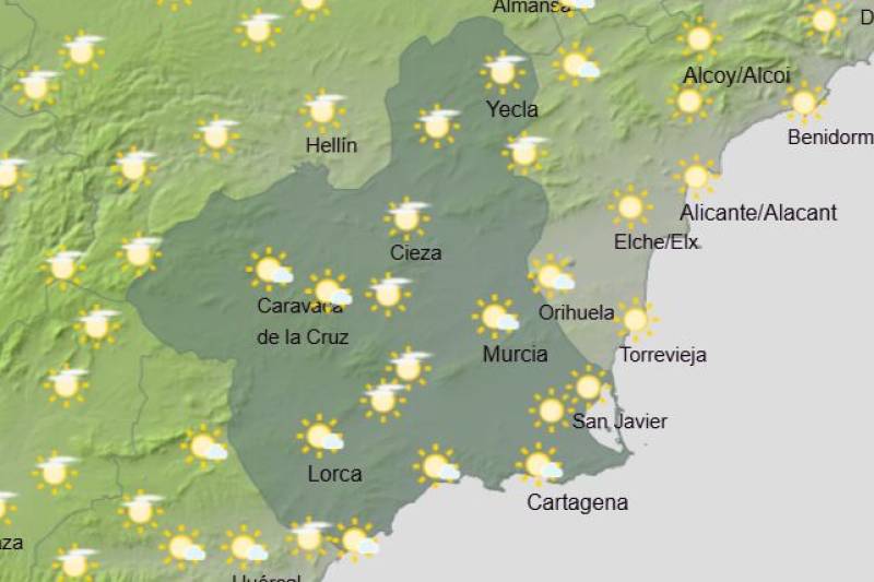 One last spring-like blast before the rain comes: Murcia weekly weather forecast December 9-11