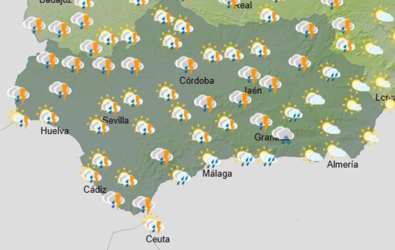 Andalucía weekend weather forecast January 22-25: Wet and windy with mountain snow and yellow alerts