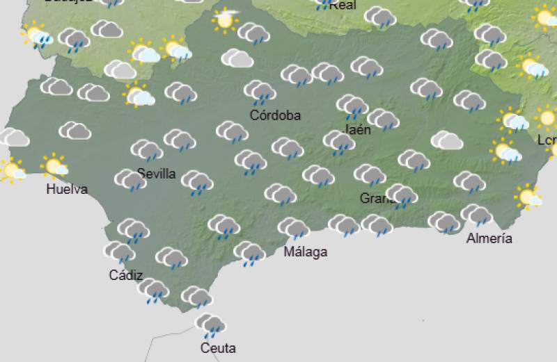 Andalucía weekly weather forecast February 5-8: Stormy rain, strong winds and orange alerts