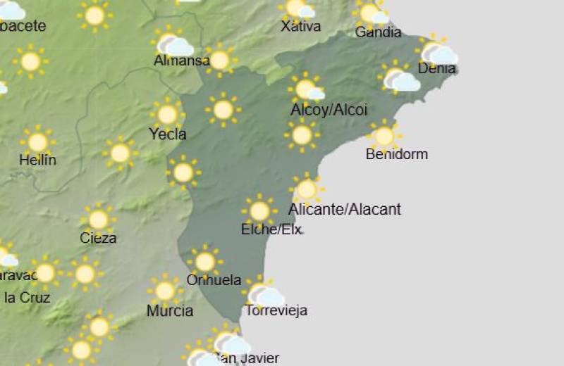 Mostly sunny with some cloudy and rainy patches: Alicante weekly weather forecast March 23-26