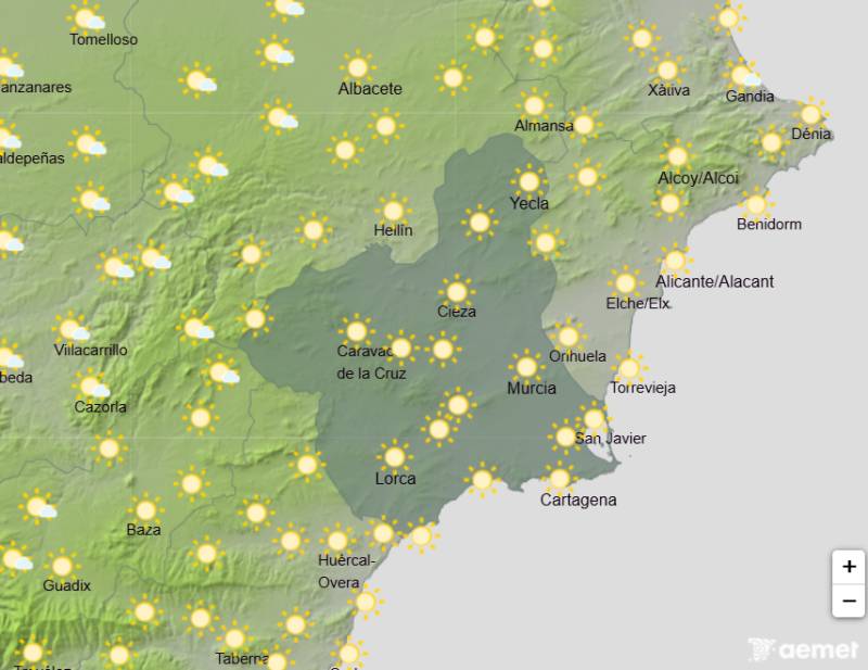 Temperatures in the 30s and sunny skies: Murcia weekend weather May 21-24