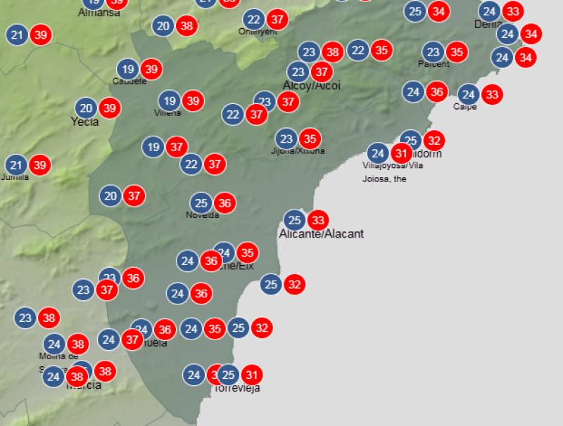 Still hot, but a hint of change: Alicante weather forecast July 16-19