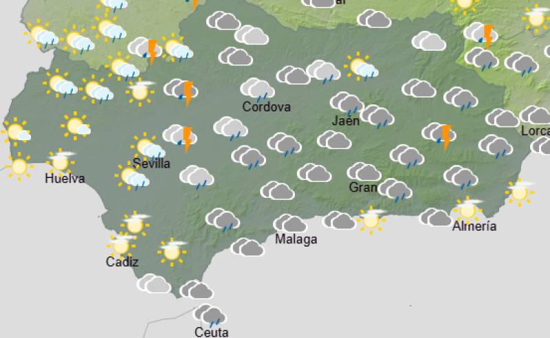 Andalucía weekly weather forecast October 5-8: Rain continues with showers and storms on the Atlantic coast