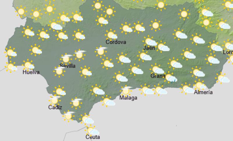Andalucía weekly weather forecast October 26-29: Warm start gives way to cloud and coastal rain by Thursday